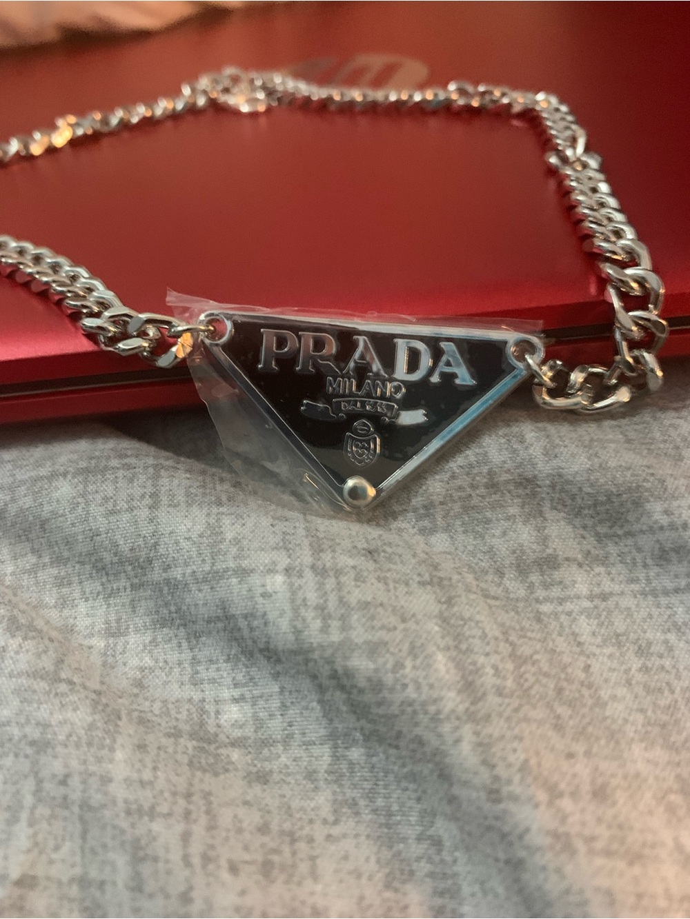 Silver-Tone Triangle Chain Necklace 17 inch